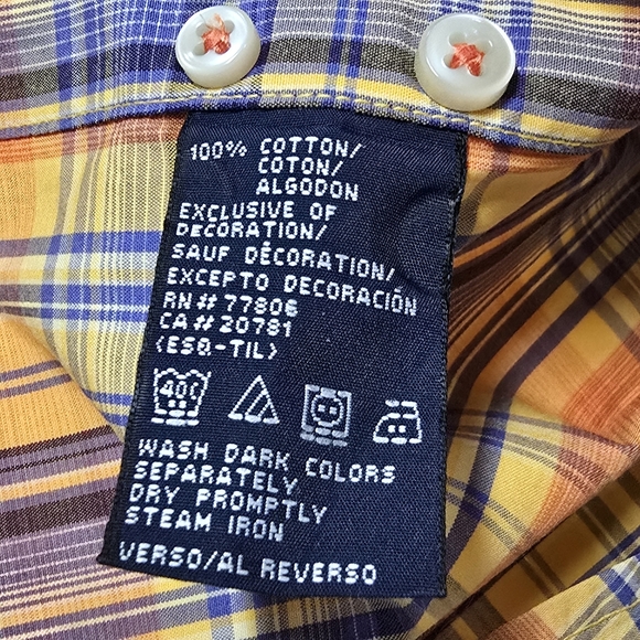 Tommy Hilfiger Cotton Orange Yellow Button Down Long Sleeve Shirt Men's Size M - Picture 10 of 11